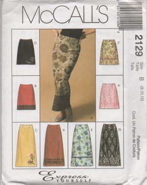 MCCALLS 2129 SEWING PATTERN FOR MISSES' SKIRT IN TWO LENGTHS SZ 8-12