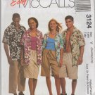 MCCALLS 3124 ADULTS' AND TEEN BOYS SHIRT & SHORTS IN TWO LENGTHS