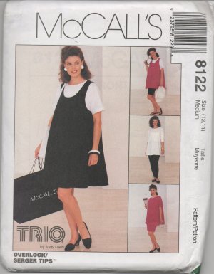 MCCALLS 8122  MATERNITY DRESS, TANK TOP, TOP, PULL-ON PANTS, SHORTS & SKIRT SZ 12-14
