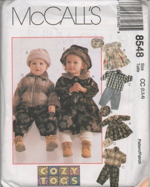 MCCALLS 8548 TODDLERS' UNLINED JACKET, DRESS PANTS, CAP  AND HAT