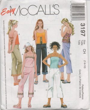 MCCALLS 3197 GIRLS' LINED TOP AND CROPPED PANTS