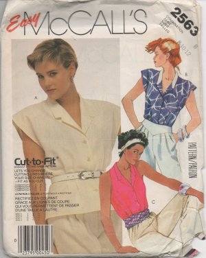 MCCALLS 2563 SEWING PATTERN FOR MISSES' TOPS SZ-8,10,12