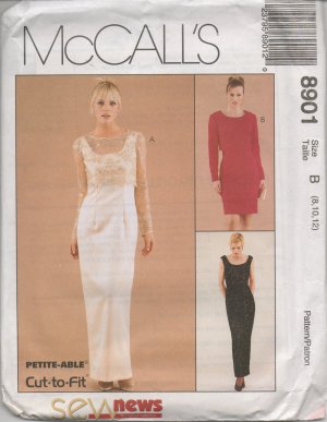 MCCALLS 8901 MISSES' LINED DRESS IN TWO LENGTHS