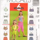 MCCALLS 3189 CHILDRENS' & GIRLS' TOP, PULL ON CAPRI PANTS OR SHORTS MCCALLS 3189 CHILDRENS' & GIRLS' TOP, PULL ON CAPRI PANTS OR SHORTS