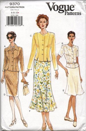 VOGUE 9370 MISSES' TOP AND SKIRT