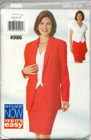 BUTTERICK 4986 MISSES' JACKET, TOP & SKIRT