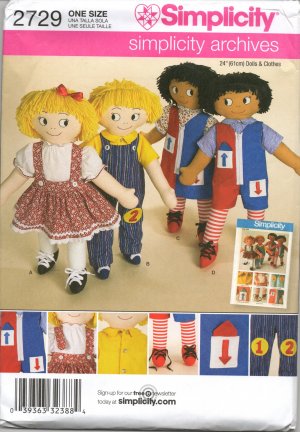 SIMPLICITY 2729 SEWING PATTERN FOR Craft 24" LEARN TO DRESS DOLLS  AND CLOTHES