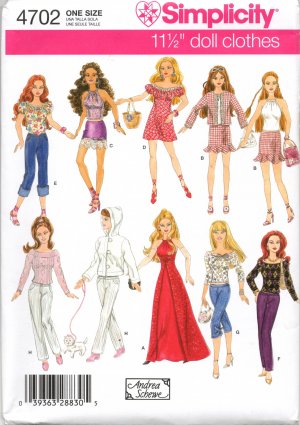 Simplicity 4702 Sewing Pattern for  11 1/2"  Doll Dresses