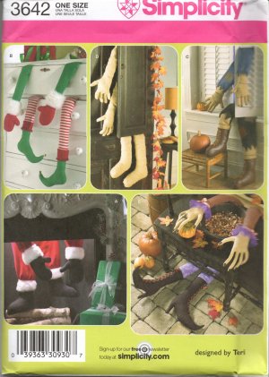 SIMPLICITY 3642 SEWING PATTERN FOR   BOOT & ARMS SEASONAL DECORATIONS