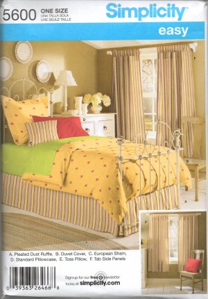 SIMPLICITY 5600 SEWING PATTERN FOR  BEDROOM ACCESSORIES