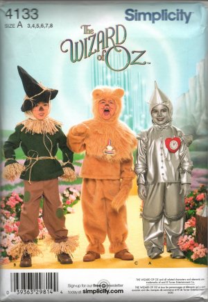 SIMPLICITY 4133 SEWING PATTERN FOR CHILD.S COSTUME -THE WIZARD OF OZ  SZ 3-8