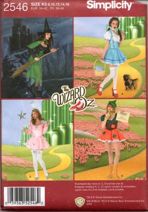 SIMPLICITY 2546 SEWING PATTERN FOR MISSES COSTUME-THE WIZARD OF OZ  SZ  8-16