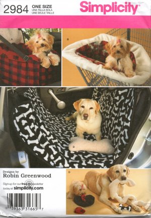 SIMPLICITY 2984 SEWING PATTERN FOR TRAVEL ACCESSORIES FOR DOGS