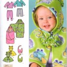 SIMPLICITY 4434 SEWING PATTERN FOR BABIES' TOP, PANTS, CAPELET, BIB,  BLANKET WRAP, SZ 1 MO - 18 MOS