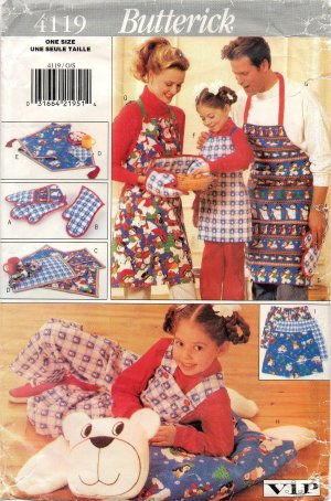 BUTTERICK  4119 CRAFT PATTERN - CHRISTMAS GIFT PACKAGE APRONS, MITT, PLACEMATS, NAPKINS