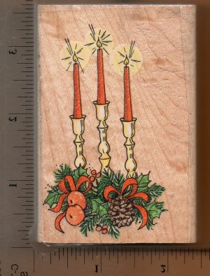 CHRISTMAS CANDLES RUBBER STAMP