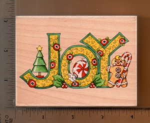 ALL NIGHT MEDIA CHRISTMAS "JOY" RUBBER STAMP