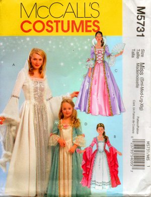 MCCALLS M5731 MISSES  SML, MED, LRG AND XLG COSTUME - PRINCESS