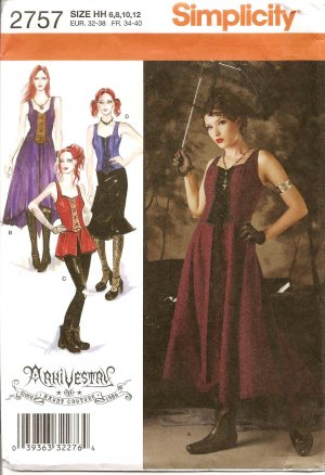 SIMPLICITY 2757 SEWING PATTERN FOR MISSES COSTUMES-ARKI VESTRY GOTH SZ 8-12