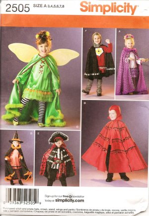 SIMPLICITY 2505 SEWING PATTERN -CHILD'S COSTUMES-FAIRY,NOBLEMAN,PRINCESS,WITCH,PIRATE,DEVIL SZ 3-8