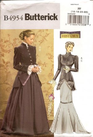 BUTTERICK B4954 MISSES COSTUMES- Early 29th Century Costume SZ 16,18,20,22
