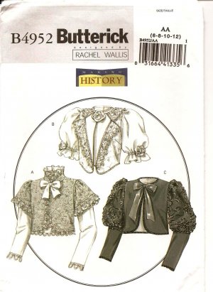 BUTTERICK B4952 MISSES' Victorian/Edwardian Jackets sz 6,8,10,12