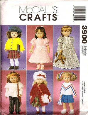 MCCALLS 3900 CRAFT PATTERN- 18 inch DOLL WARDROBE