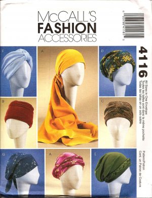 MCCALLS  4116 MISSES' TURBANS, HEADWRAP & HATS