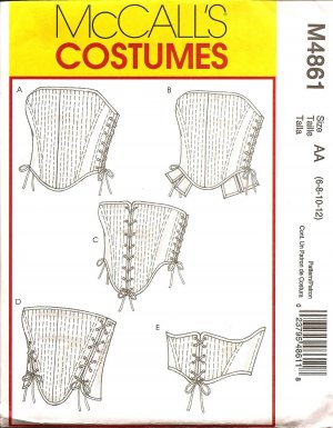 MCCALLS M4861 COSTUME PATTERN  - MISSES CORSETS SZ: 6,8,10,12