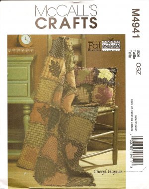 MCCALLS M4941 PATTERN- FAT QUARTERS RUSTIC QUILT & PILLOW