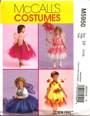 MCCALLS M5950 COSTUME TODDLERS & CHILDRENS' -FAIRY COSTUMES SZ 4,5,6