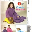 MCCALLS M6174 SEWING PATTERN FOR CHILDRENS', BOYS & GIRLS BLANKET, BOOTIES & DOG BLANKET.