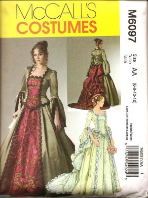 MCCALLS M6097 SEWING PATTERN FOR MISSES' VICTORIAN COSTUME SZ 6,8,10,12