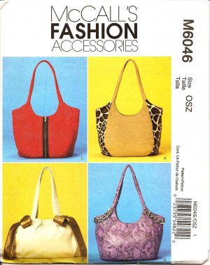 MCCALLS M6046 SEWING PATTERN FOR FASHION ACCESSORIES - HANDBAGS