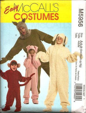 MCCALLS M5956 SEWING PATTERN FOR ADULT COSTUME - PIG, SHEEP & 2 OTHERS
