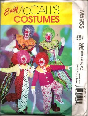 MCCALLS M5955 PATTERN FOR MISSES', MEN'S, CHILD'S, BOYS' & GIRLS' CLOWN COSTUME Adult Sm-xlg