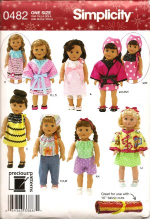 Simplicity 0482 Craft Sewing Pattern for 18" Doll Clothes