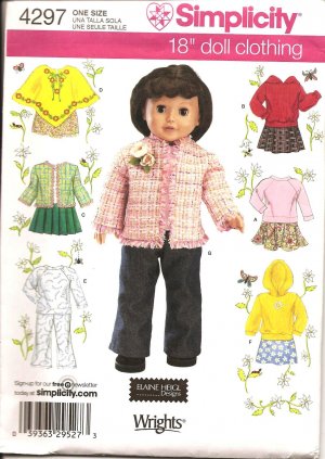 Simplicity 4297 Sewing Pattern for 18" Doll  Clothes