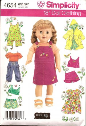 Simplicity 4654 Craft Sewing Pattern for 18" Dolls Clothes