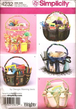Simplicity 4232 Sewing Craft Pattern for  Bucket Covers / Caddy