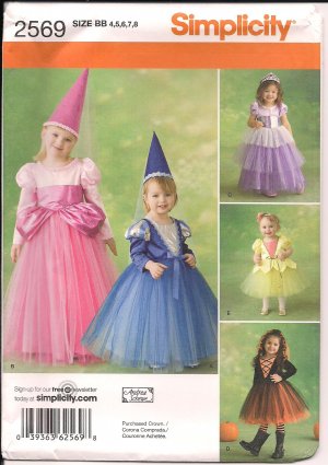 Simplicity 2569 Sewing Pattern for Toddler Costume for Princess's size 4,5,6,7,8