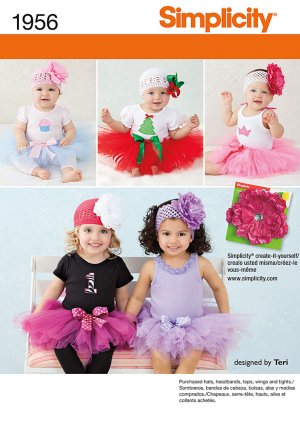SIMPLICITY 1956 Sewing Pattern for Babies Tutu and appliques SZ 1 month to 18 months