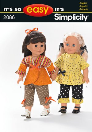 SIMPLICITY 2086 Craft Sewing Pattern for 18" Doll Clothes