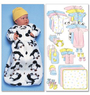 BUTTERICK B5583 Infants' Bunting, Jumpsuit, Shirt, Diaper Cover, ETC...