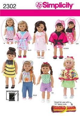 SIMPLICITY 2302 Craft Sewing Pattern for 18" Doll Clothes