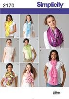 SIMPLICITY 2170 SEWING PATTERN FOR  MISSES'  SCARVES