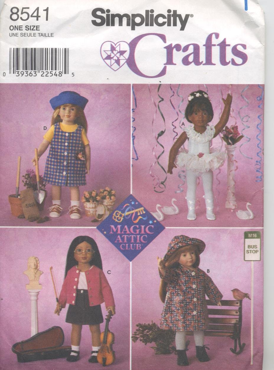 SIMPLICITY 8541 SEWING PATTERN FOR 18" Doll Clothes