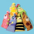 MCCALLS M6574 CRAFT PATTERN FOR - SACK- DOG, COW, BEE, CAT MONKEY