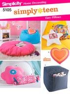 SIMPLICITY 5105 Sewing Pattern for Teen Room -Ottoman, Bean Bag Chair, Floor Pillow + more