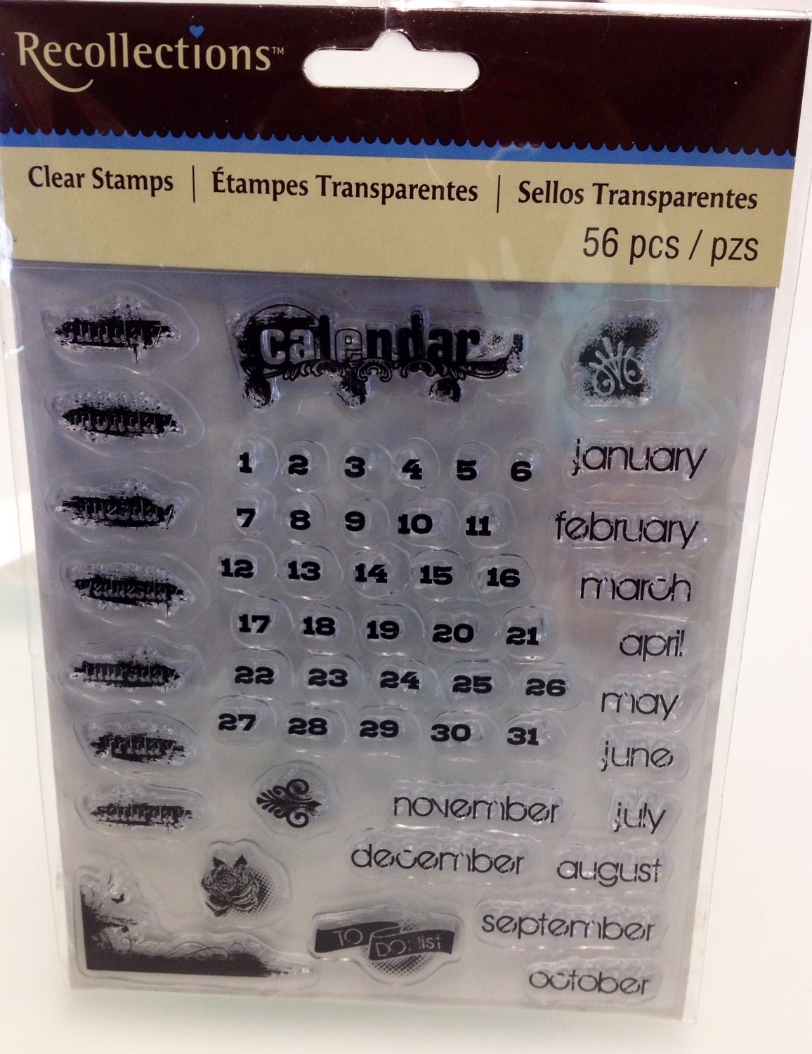 Recollections Clear Stamps 56 Piece Grunge Calendar